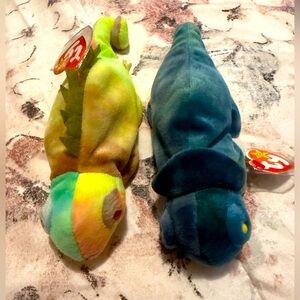 Ty Beanie Rainbow Chameleon and Iggy